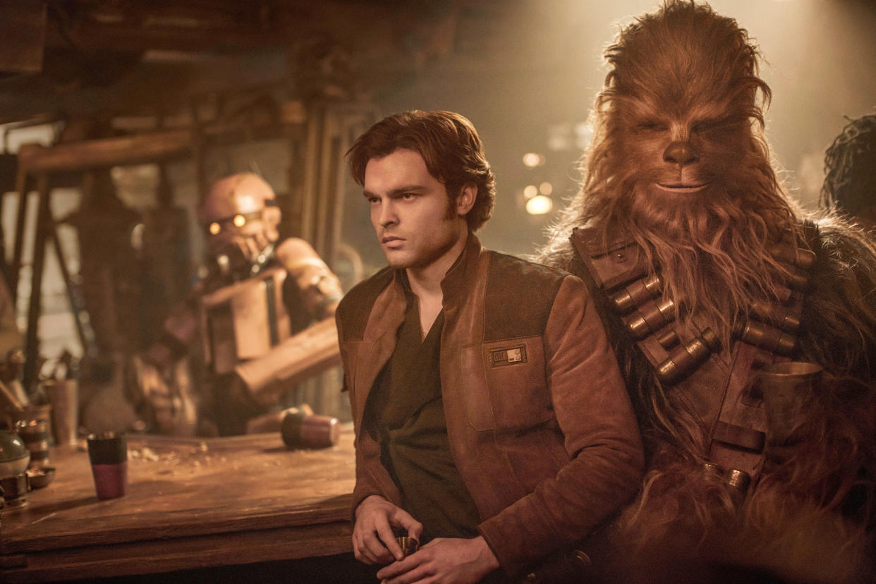 Alden Ehrenreich and Joonas Suotamo in <em>Solo: A Star Wars Story.</em> (Photo: Jonathan Olley/Lucasfilm/Walt Disney Studios Motion Pictures/Courtesy of Everett Collection)