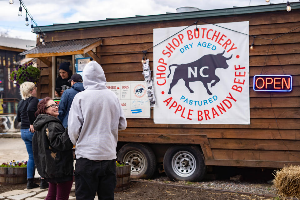 The Chop Shop Food Truck is located in the River Arts District.