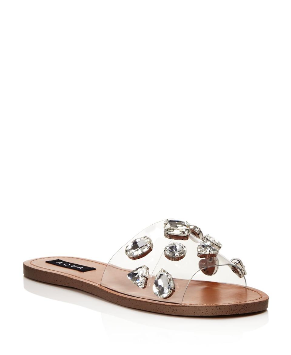 Twink Crystal-Embellished Clear Slide Sandals