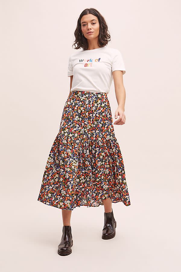 Kachel Marjani Floral-Print Midi Skirt 