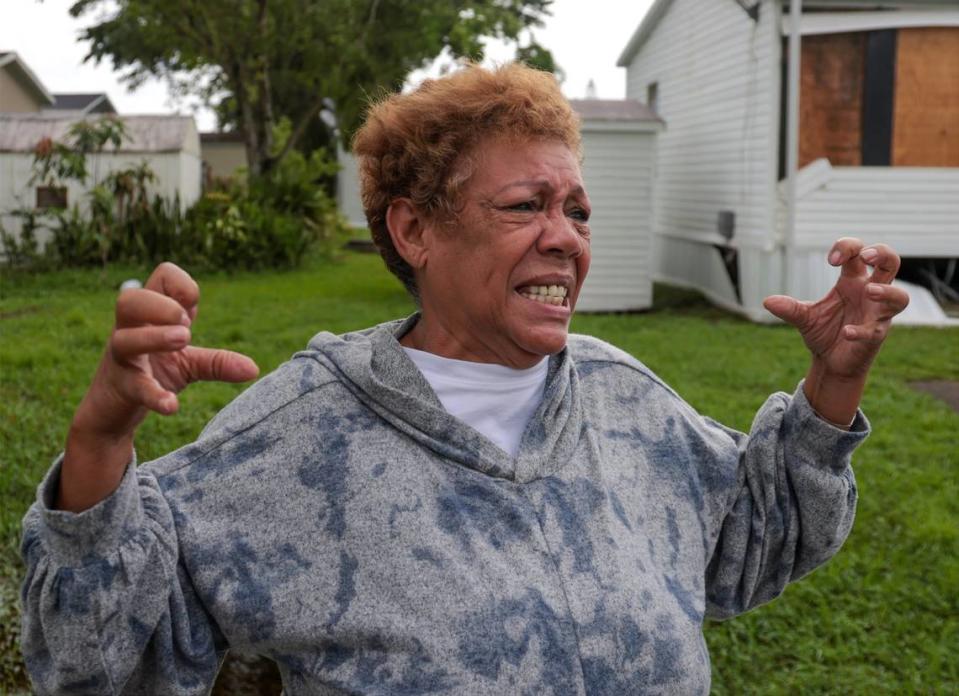 Bienvenida Rodriguez, 71, on Wednesday recounted the sounds and force of the early morning tornado that damaged multiple homes in Sunshine Village in Davie.