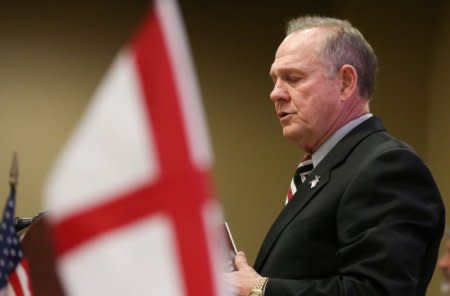 FILE PHOTO: Judge Roy Moore participates in the Mid-Alabama Republican Club's Veterans Day Program in Vestavia Hills, Alabama, U.S. November 11, 2017.  REUTERS/Marvin Gentry/File Photo