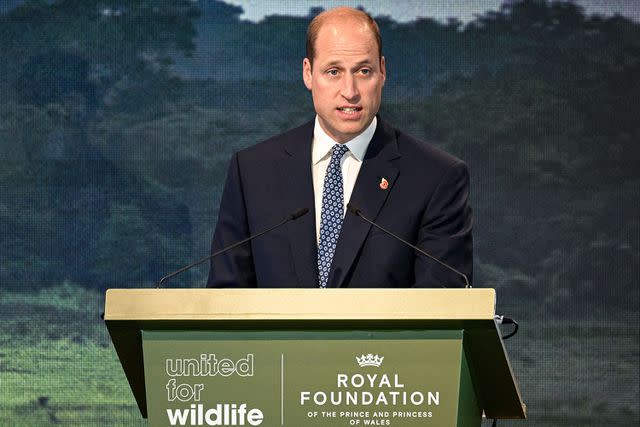 <p>MOHD RASFAN/AFP via Getty Images</p> Prince William delivers a speech during the 'United for Wildlife Global Summit' at Gardens by the Bay in Singapore on November 6, 2023