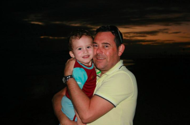 Danny Panrucker, who launched the Facebook page, with his son Jack in a West Ham shirt Danny Panrucker