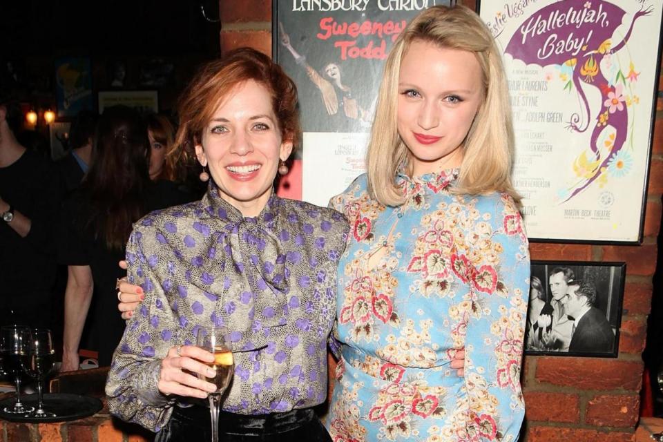 West end hit: actresses Katherine Parkinson and Emily Berrington at the iconic spot (Dave Benett)