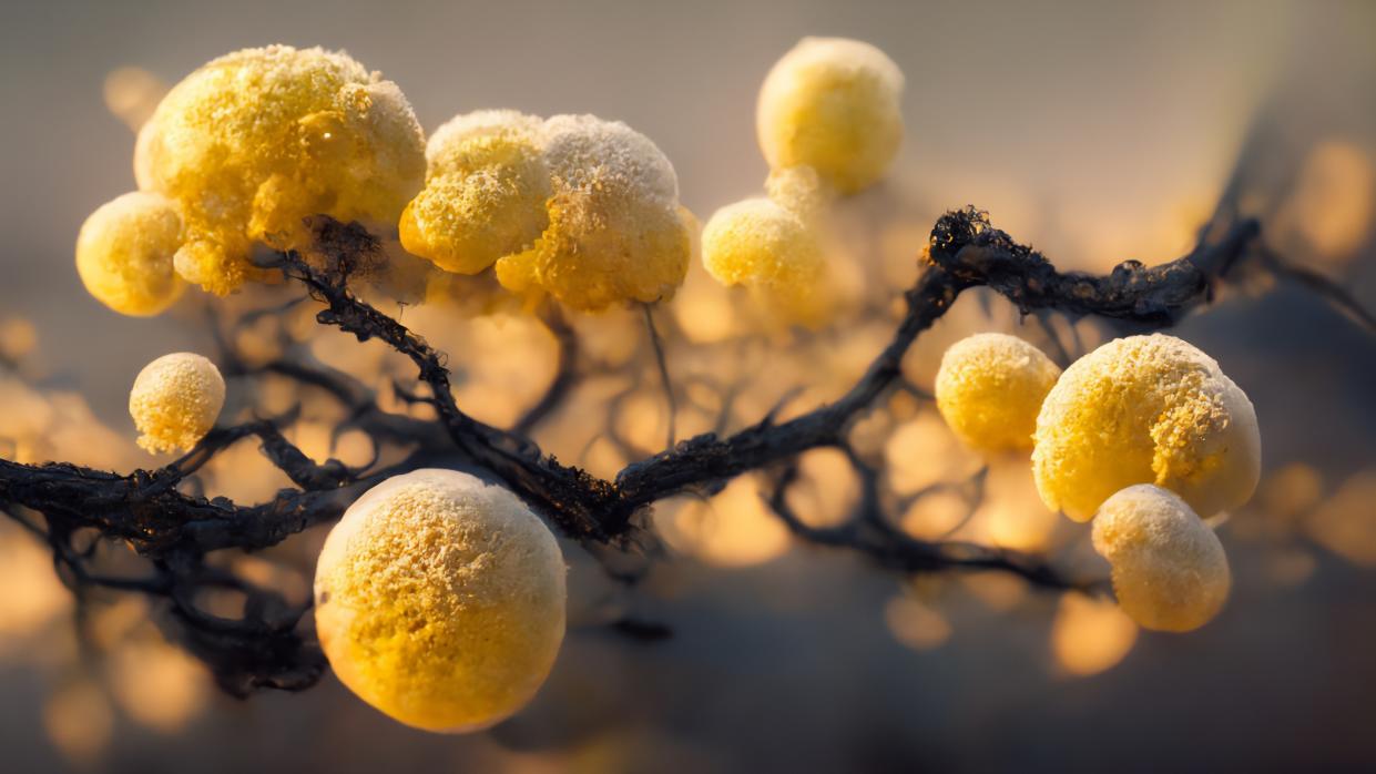  A digital rendering of yellow C. auris fungi. 