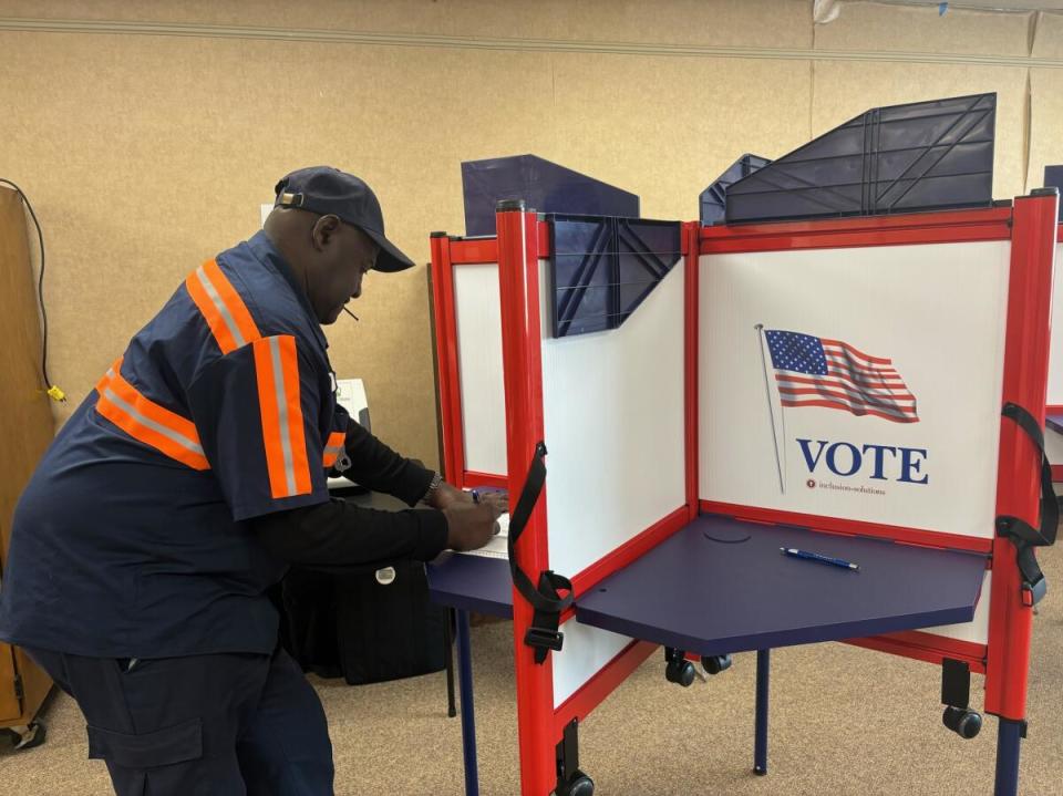 Jimmie Brady, Jr. of Crystal Springs cast his ballot in Tuesday's primary election at the south voting precinct in Crystal Springs where voter turnout was low as of noon.