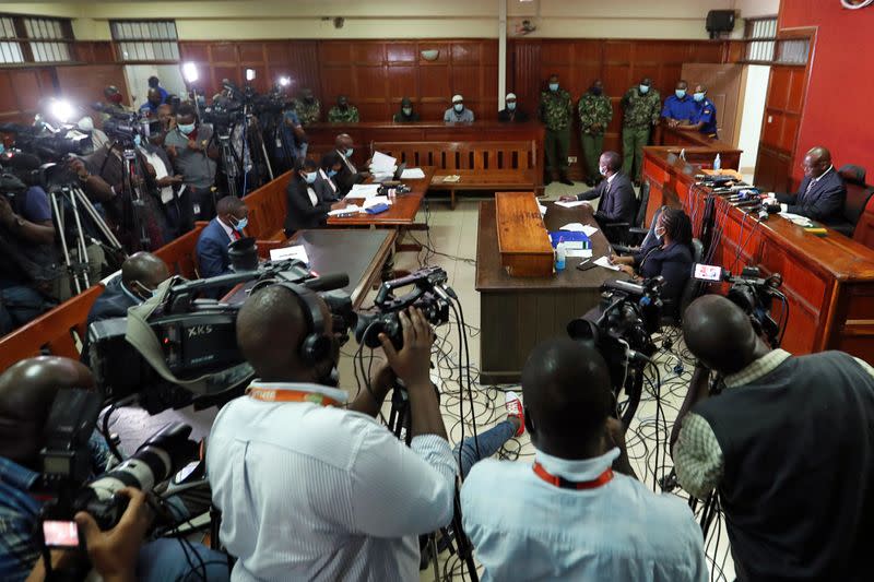 Hussein Hassan, Liban Abdullah Omar and Mohamed Ahmed at court in Nairobi