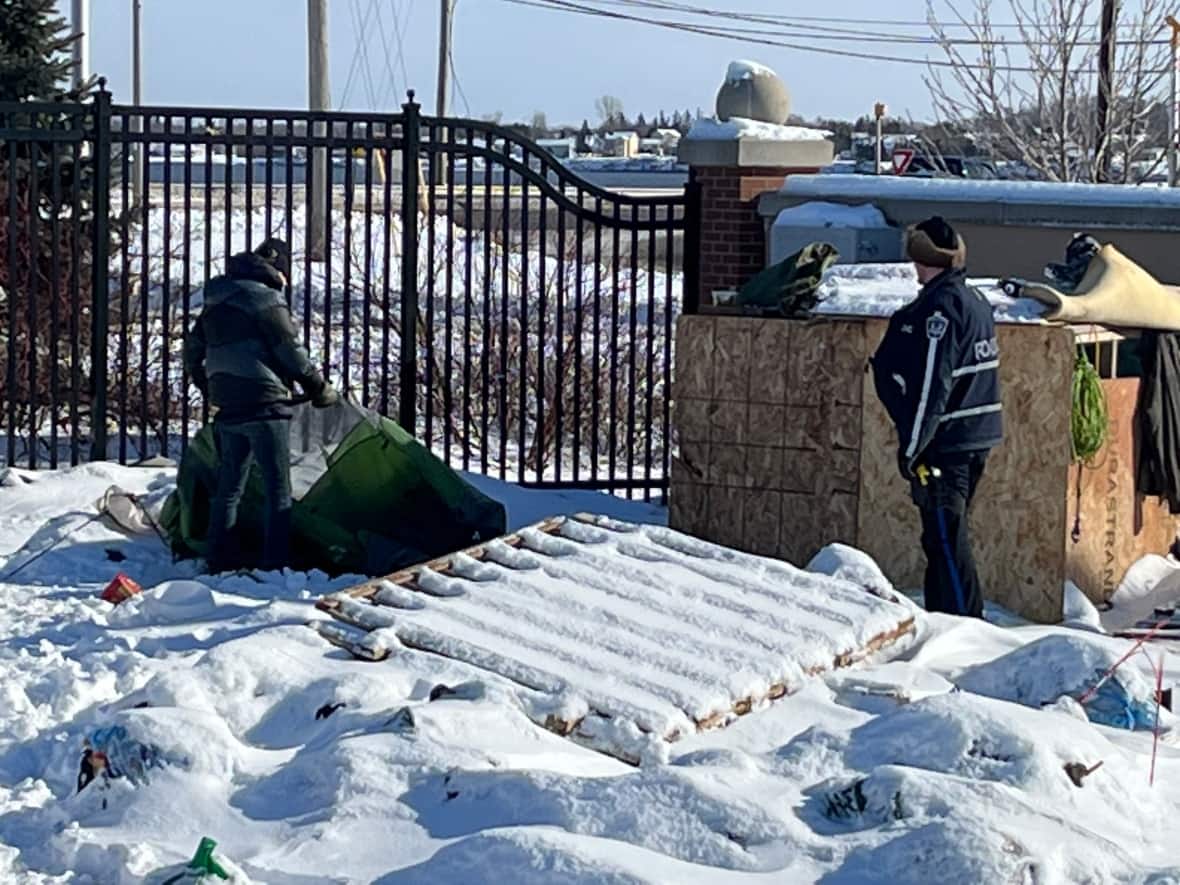 Charlottetown police supervised the dismantling of the city's encampment last week. (Wayne Thibodeau/CBC - image credit)