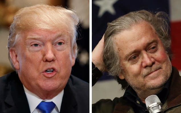 President Trump reacted to Steve Bannon's comments about his son, Donald Jr