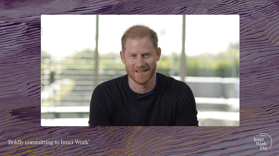 Prince Harry speaks during a live stream for BetterUp's 'Inner Work Day' online event. Photo: BetterUp.