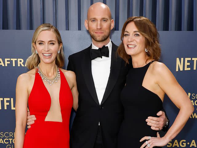 <p>Frazer Harrison/Getty</p> Emily Blunt, Sebastian Blunt and Felicity Blunt attend the 30th Annual Screen Actors Guild Awards on February 24, 2024 in Los Angeles, California.