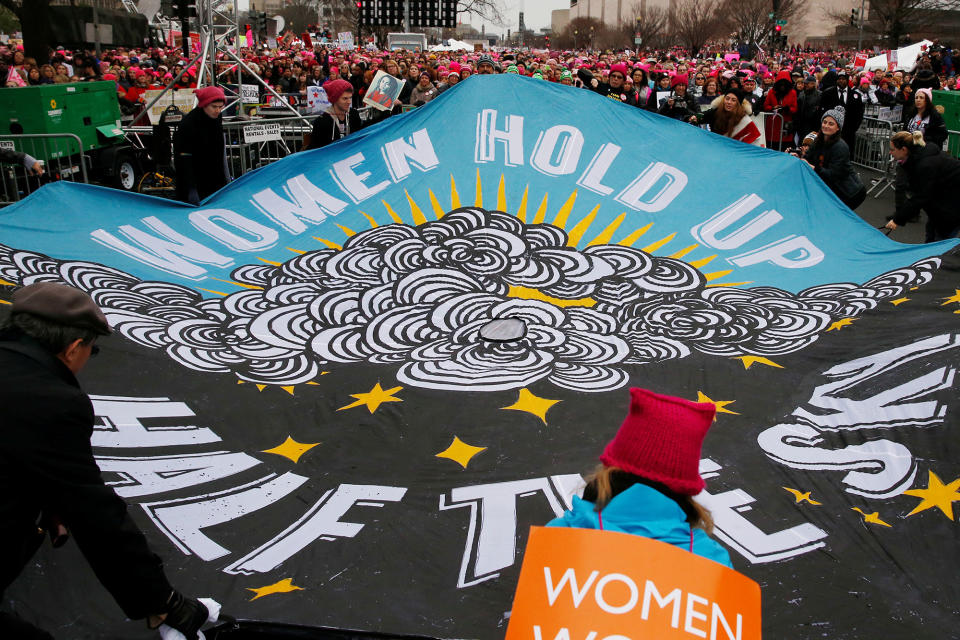 <p>People gather for the Women’s March in Washington U.S., January 21, 2017. (Shannon Stapleton/Reuters) </p>