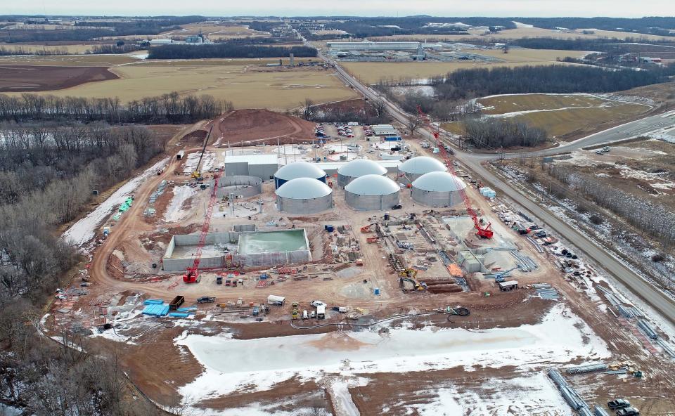 Construction of a dairy cattle manure digester facility takes place at BC Organics in Greenleaf. The Brown County plant will be one of the largest dairy cattle manure digesters in the nation and will process more than 360 million tons of manure a year into methane gas that's put into a utility company pipeline. It's scheduled to start operation this summer.