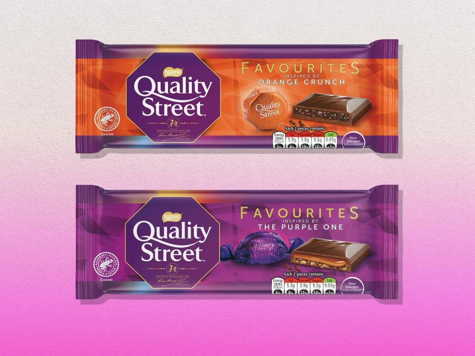 The new Quality Street chocolate bars (Nestle)