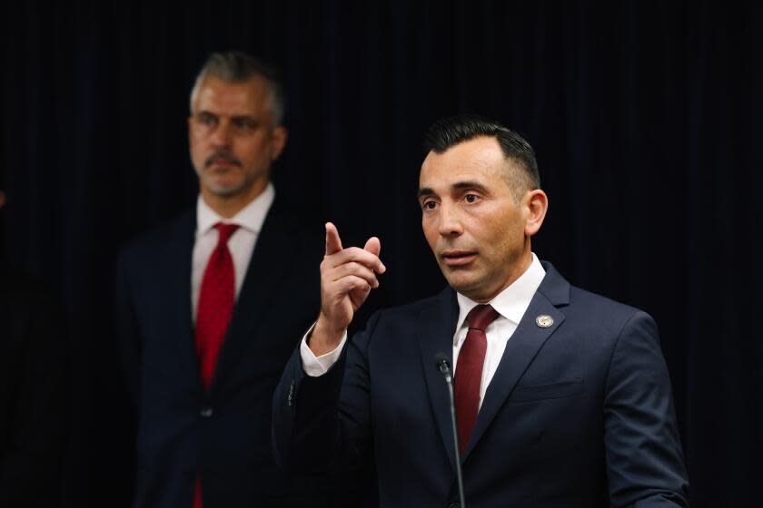 Los Angeles, CA - February 01: United States Attorney Martin Estrada takes questions during a press conference organized by the Justice Department against a former member of California's legal community, Ton Girardi at United States Attorney's Office on Wednesday, Feb. 1, 2023 in Los Angeles, CA. (Dania Maxwell / Los Angeles Times).