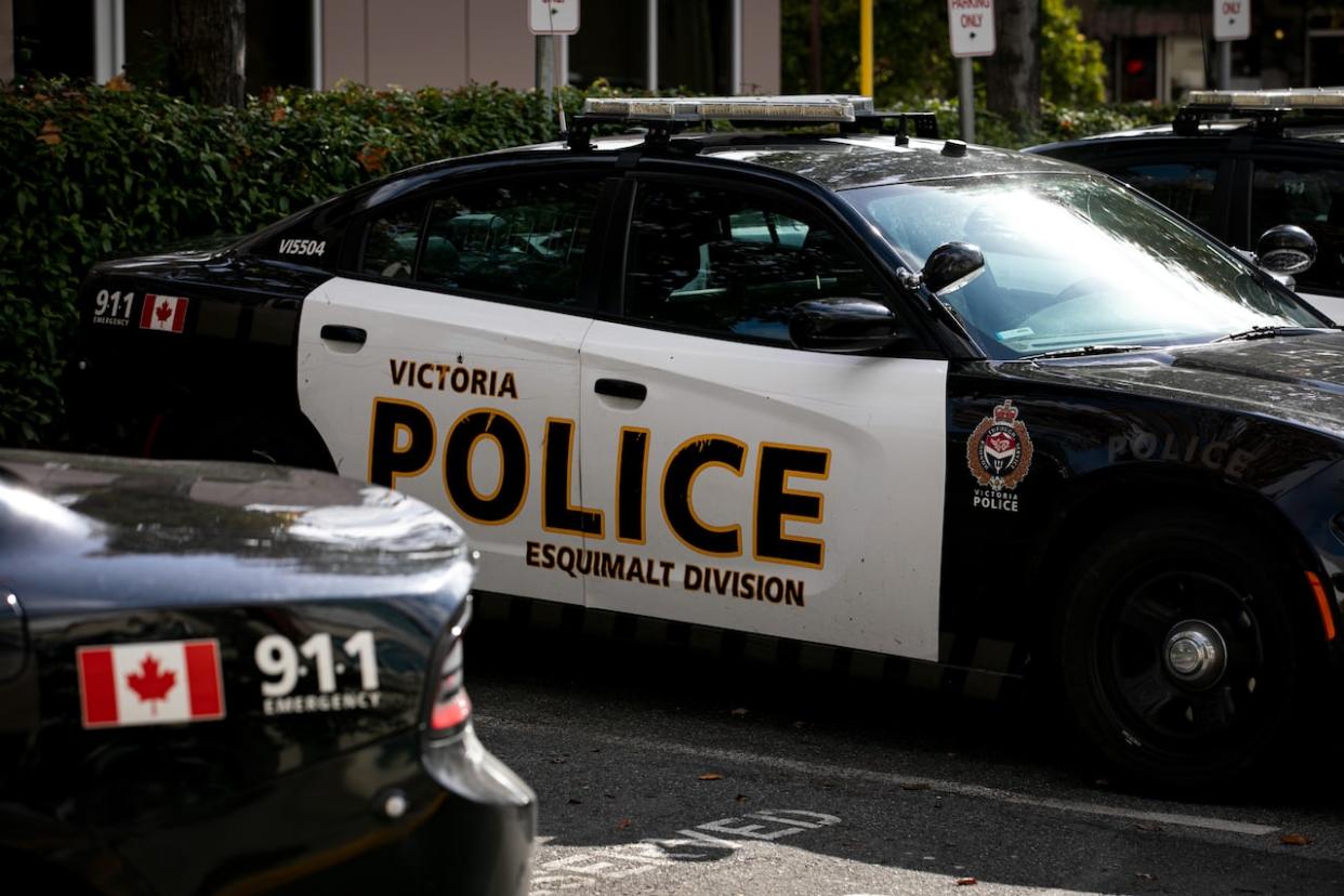 Victoria police say a man has been charged in relation to a Dec. 3 incident at a pro-Palestinian demonstration near the B.C. legislature. (Ken Mizokoshi/CBC - image credit)