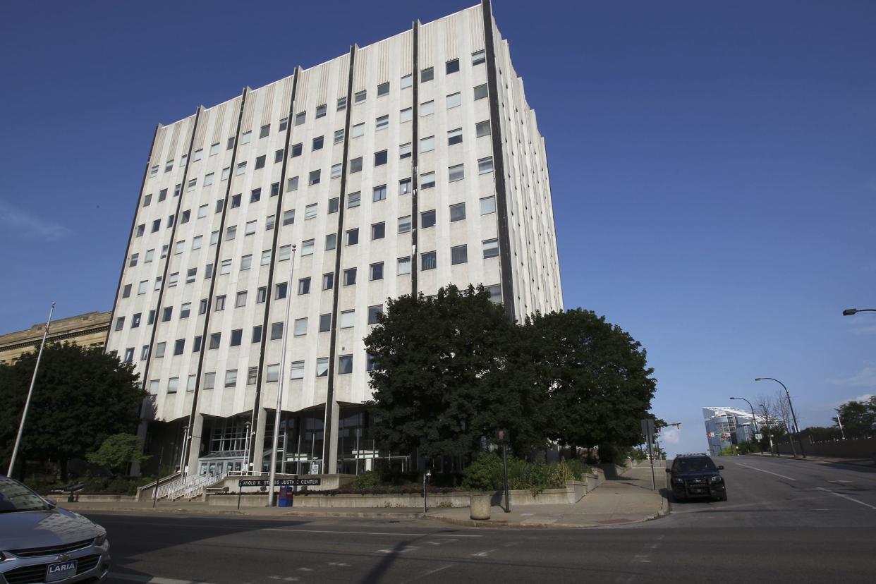 The Akron Police Department is located inside the Harold K. Stubbs Justice Center.