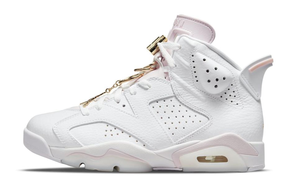 The lateral side of the Air Jordan 6 Women’s “Gold Hoops.” - Credit: Courtesy of Nike