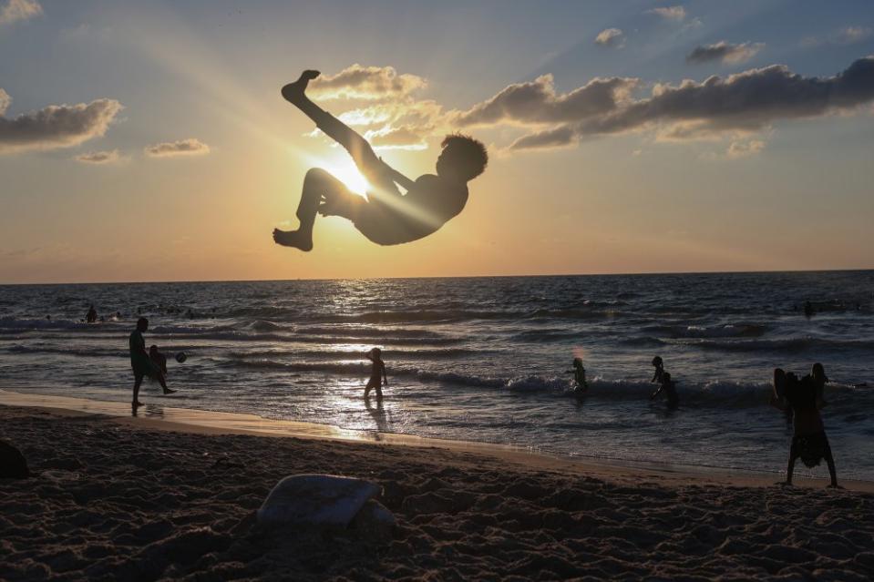 Daily life on the sea in the city of Khan Yunis, south of the Gaza Strip on Sept. 4, 2024.