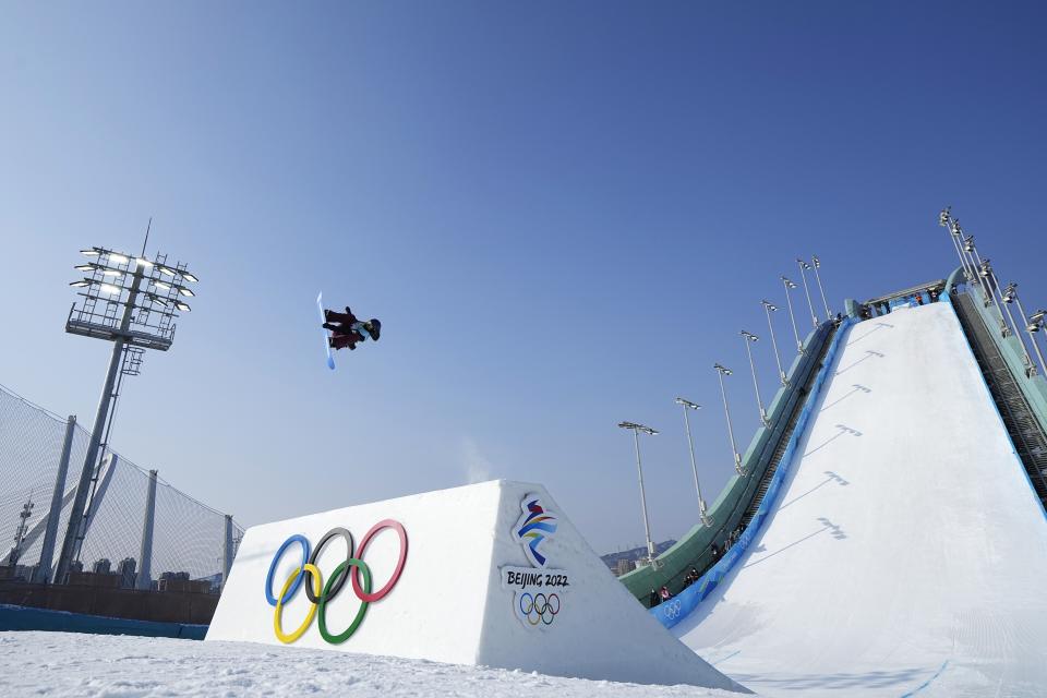 Melissa Peperkamp of the Netherlands competes during the men’s snowboard big air finals of the 2022 Winter Olympics, Tuesday, Feb. 15, 2022, in Beijing. | Jae C. Hong, Associated Press