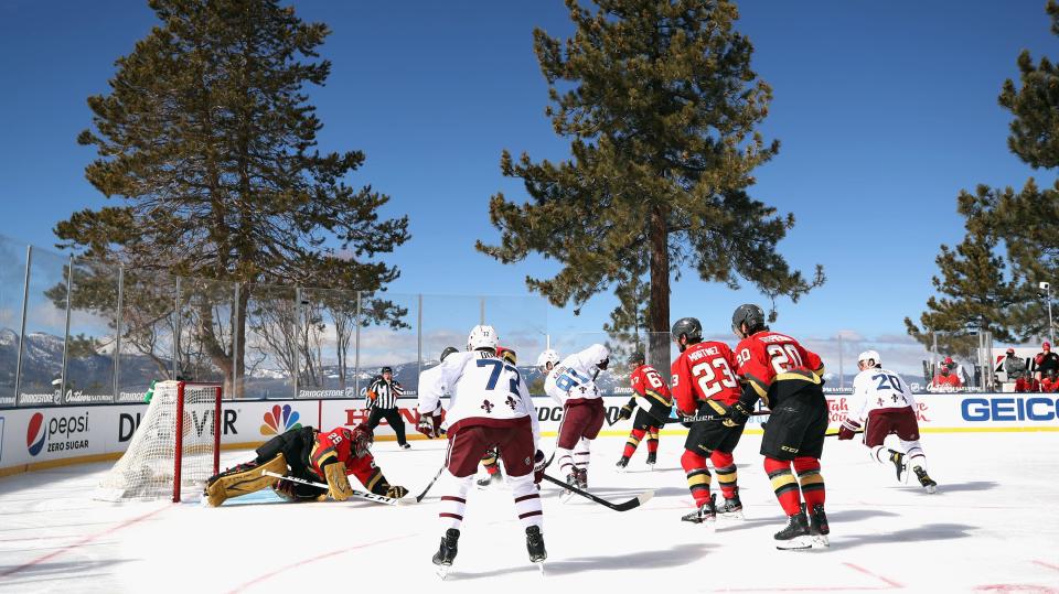 Gary Bettman said Saturday that the bright sun "did a number" on the ice, rendering the surface unplayable and forcing a delay of the outgame game between Vegas and Colorado. (Getty)