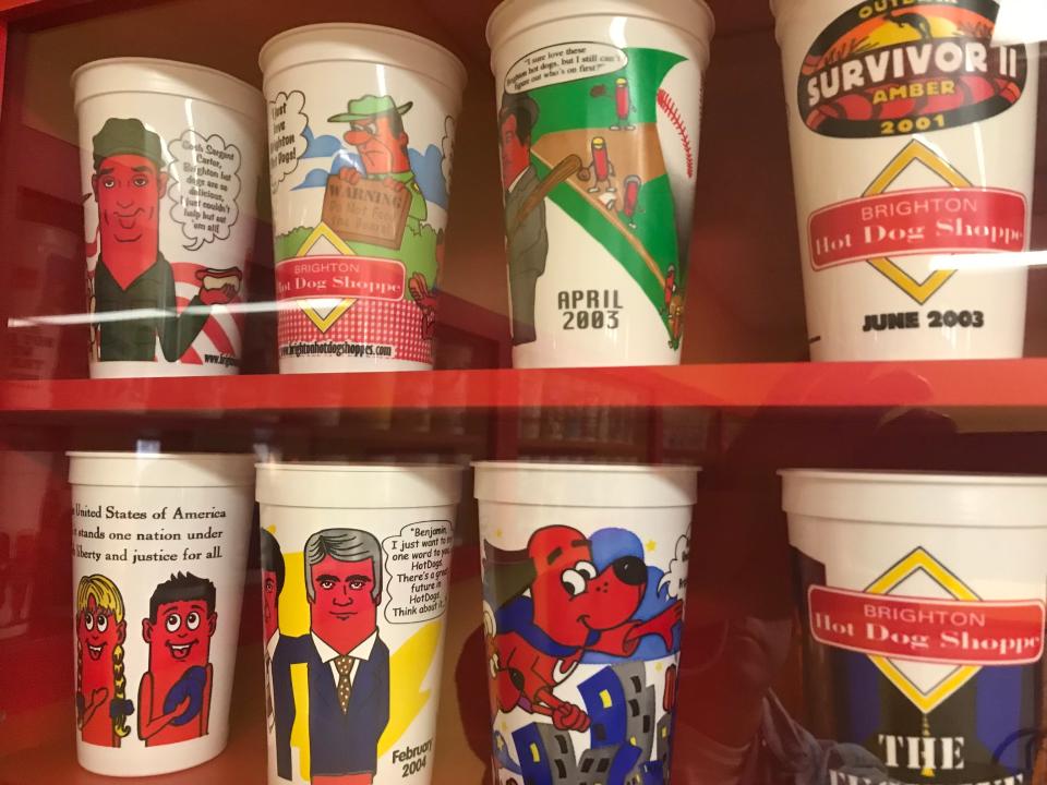 All 162 Brighton Hot Dog Shoppe "fun cups" are on display in Chippewa Township.