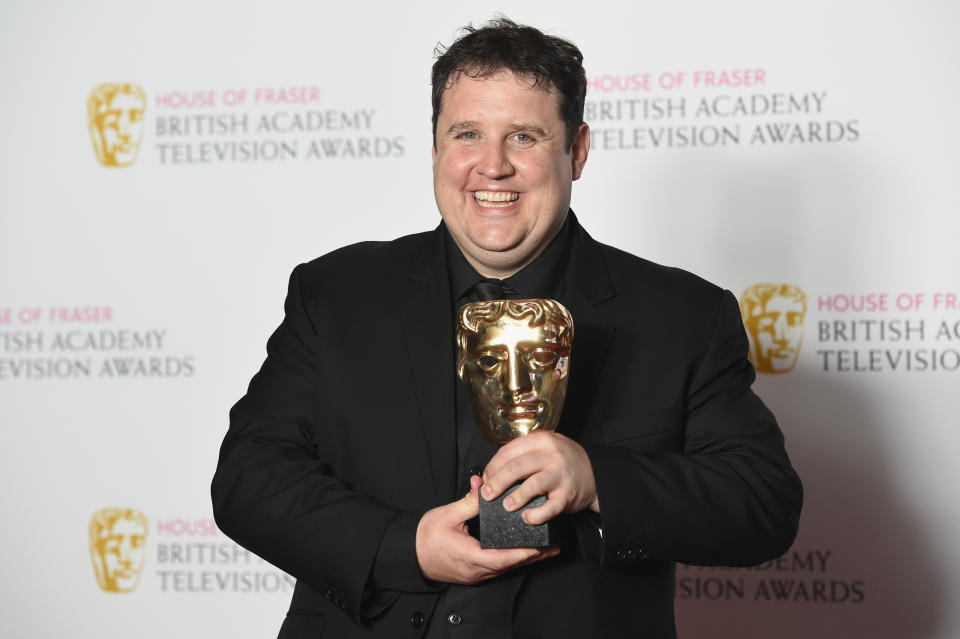 Peter Kay, winner of the Male Performance in a Comedy Programme for 'Peter Kay's Car Share' poses in the Winners room at the House Of Fraser British Academy Television Awards 2016  at the Royal Festival Hall on May 8, 2016 in London, England.  (Photo by Stuart C. Wilson/Getty Images)