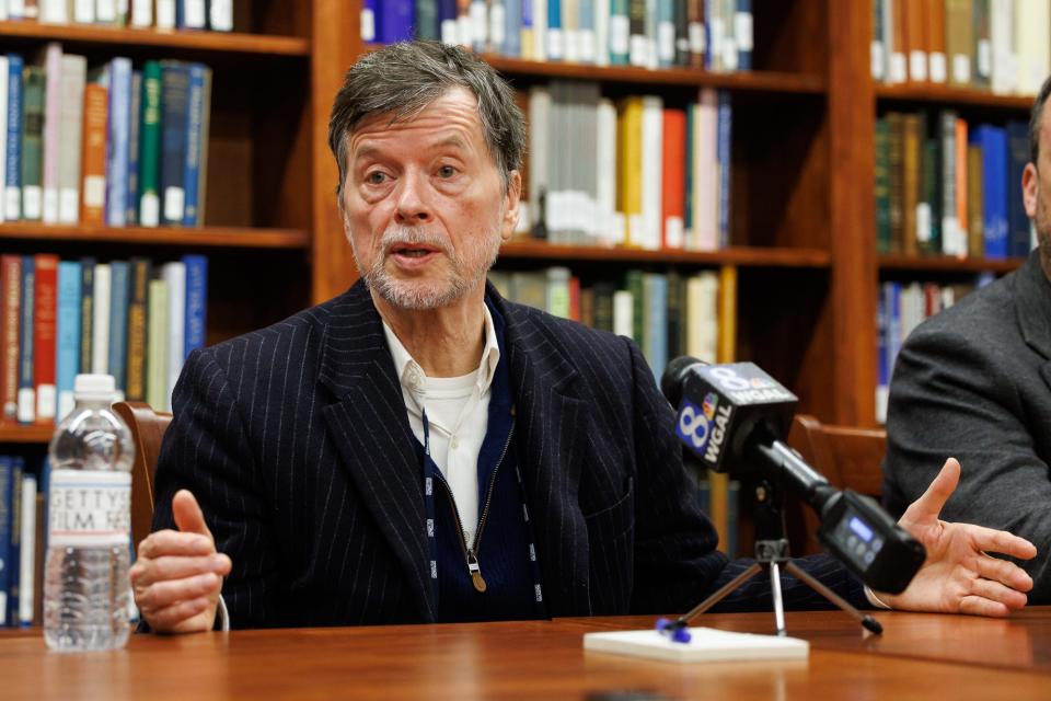 Documentary filmmaker Ken Burns speaks during the kickoff event for the Gettysburg Film Festival, Friday, April 5, 2024, at the Adams County Historical Society in Gettysburg.