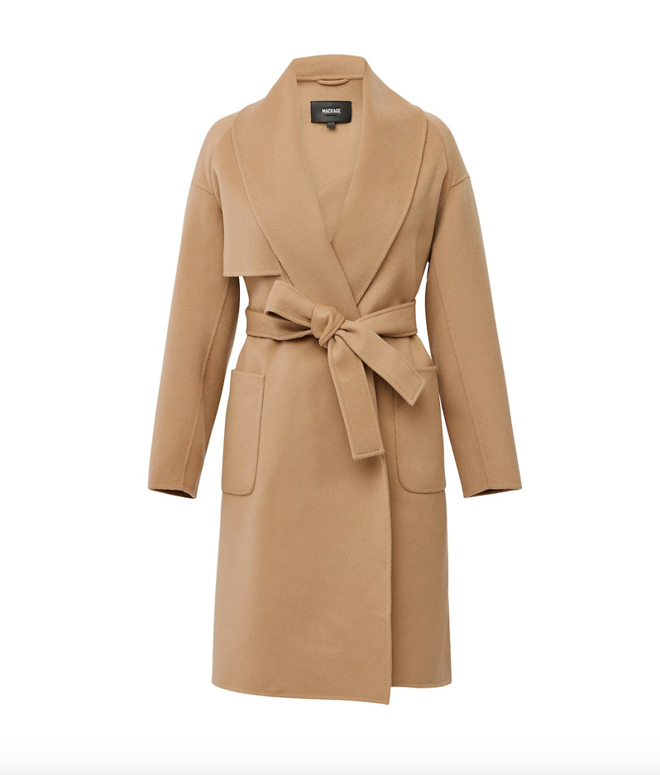 Mackage Thalia Wool Belted Coat (photo via Saks Fifth Avenue)