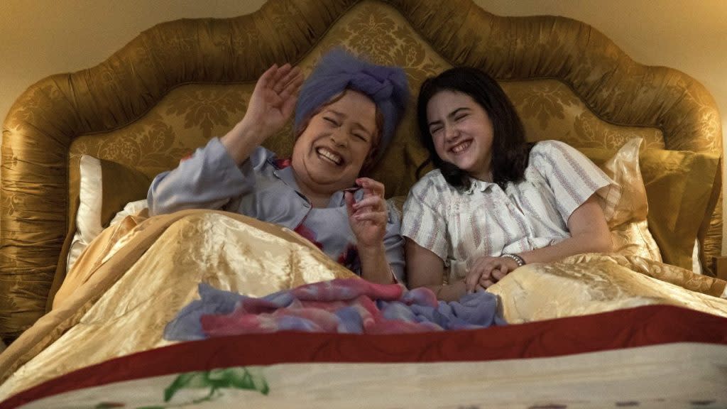 Kathy Bates as Sylvia Simon and Abby Ryder Fortson as Margaret Simon in Are You There God? It’s Me, Margaret. Photo Credit: Dana Hawley