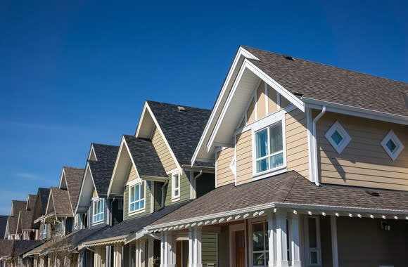 Row of new houses.