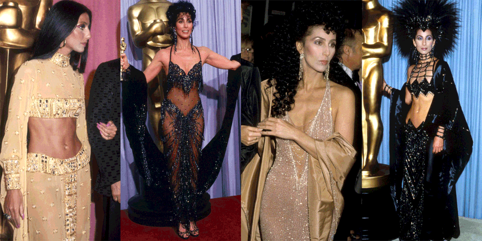 <p>There are iconic red carpet looks and then there are iconic Cher red carpet looks, which are in a league entirely of their own. Sure, you can count on Hollywood's leading ladies to turn up to the biggest awards night of the year in something beautiful but when Cher shows up, she shuts it down. In fact, the legend has attended the Oscars in five different decades and managed to wear a memorable look every single time. Ahead of this Sunday's ceremony, take a look back at all her Oscars looks over the years. </p>