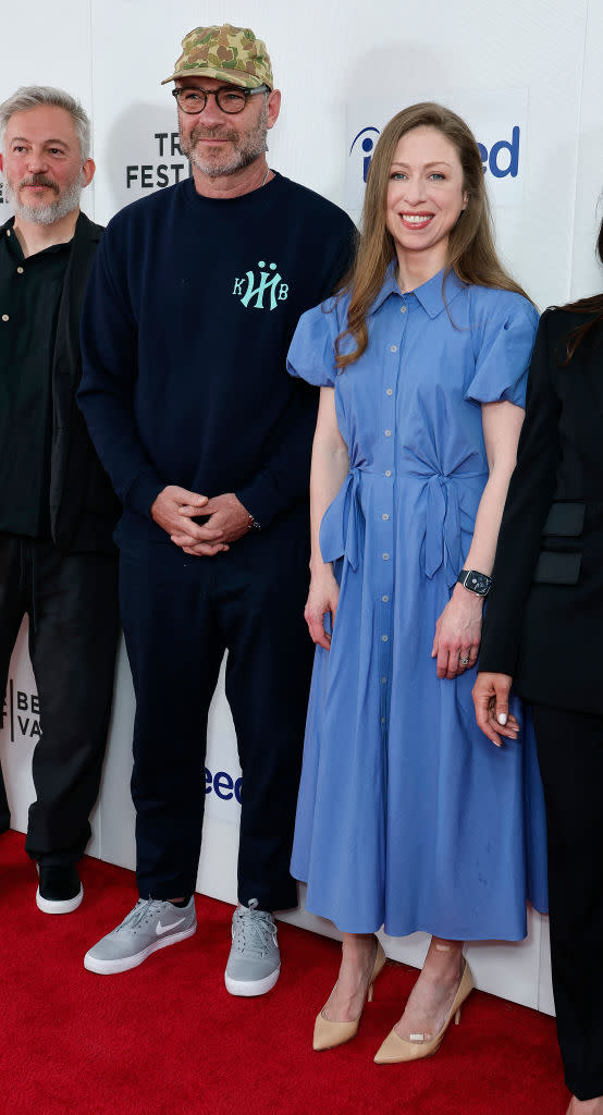 NEW YORK, NEW YORK - JUNE 09: Liev Schreiber and Chelsea Clinton attend the "The Crane's Call" premiere during the 2024 Tribeca Festival at SVA Theater on June 09, 2024 in New York City. (Photo by John Lamparski/Getty Images for Tribeca Festival)