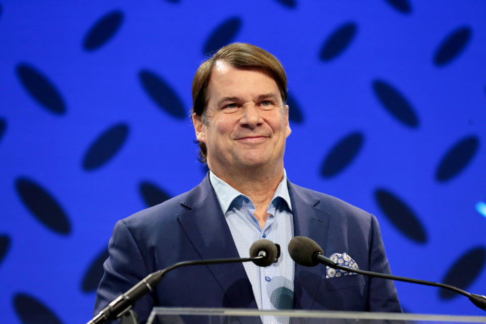 Ford Motor Co., CEO Jim Farley announces Ford Motor will partner with Chinese-based,  Amperex Technology, to build an all-electric vehicle battery plant in Marshall, Michigan, during a press conference in Romulus, Michigan U.S., February 13, 2023.   REUTERS/Rebecca Cook