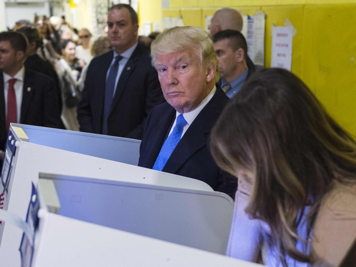 Donald and Melania Trump voting during the 2016 presidential election: (Getty Images)