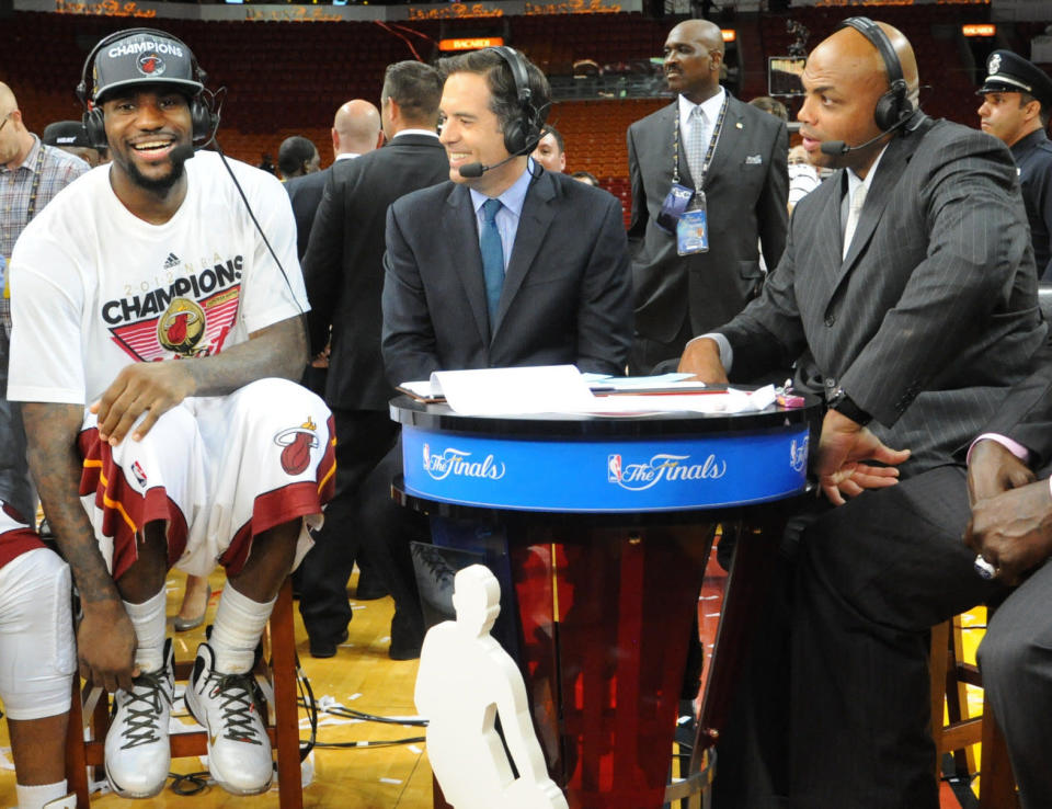 LeBron James and Charles Barkley shared a set after James captured the first of his three career NBA championships. (Getty Images)