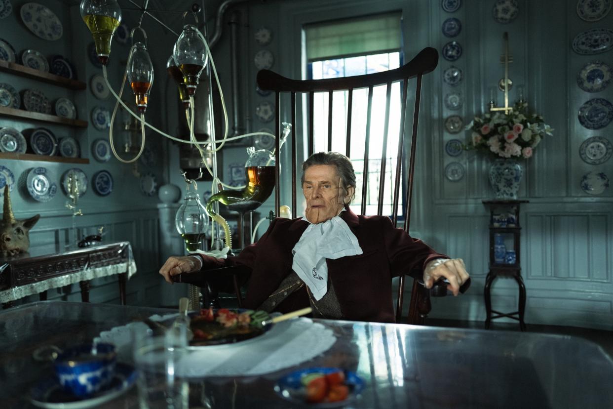 Willem Dafoe plays a disfigured scientist in "Poor Things."