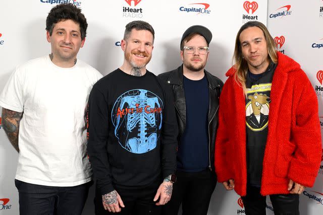 <p>Timothy Norris/Getty </p> Fall Out Boy in 2024