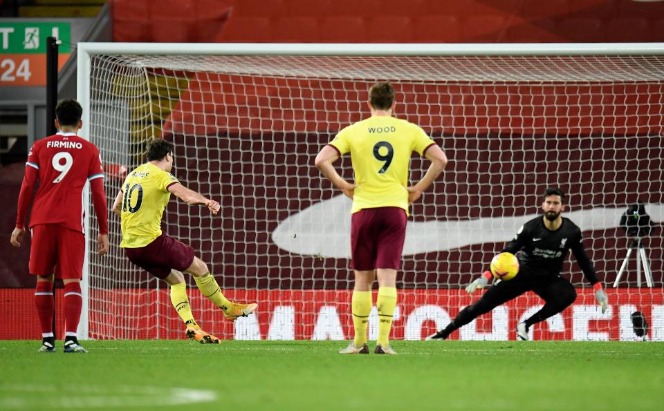 Ashley Barnes scores from the spotGetty Images