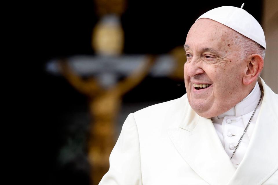 <p>Alessandra Benedetti - Corbis/Corbis via Getty</p> Pope Francis at the Vatican on Nov. 22, 2023