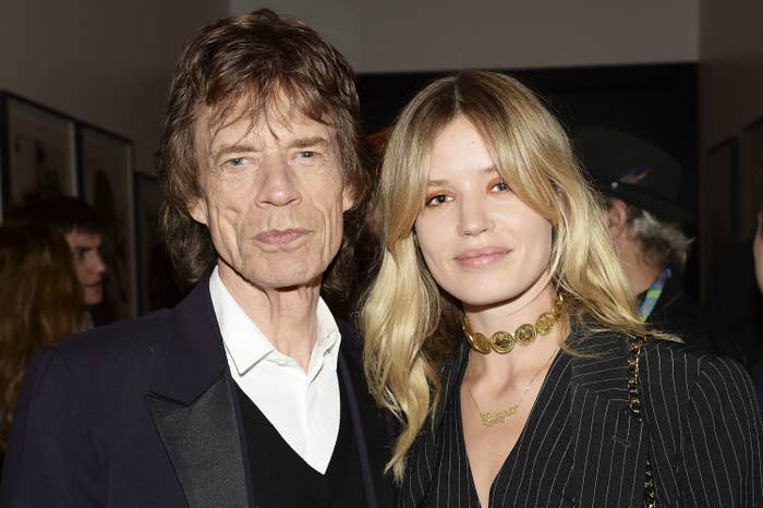 Mick Jagger with daughter Georgia May Jagger during an after party for &#39;The Rolling Stones: Exhibitionism&#39; at Saatchi Gallery on April 4, 2016, in London, England
