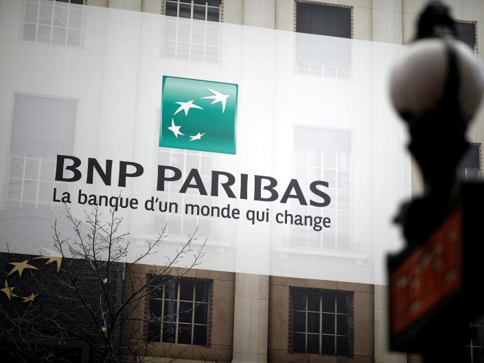 FILE PHOTO: The BNP Paribas logo is seen at a branch in Paris, France, February 4, 2020. REUTERS/Benoit Tessier