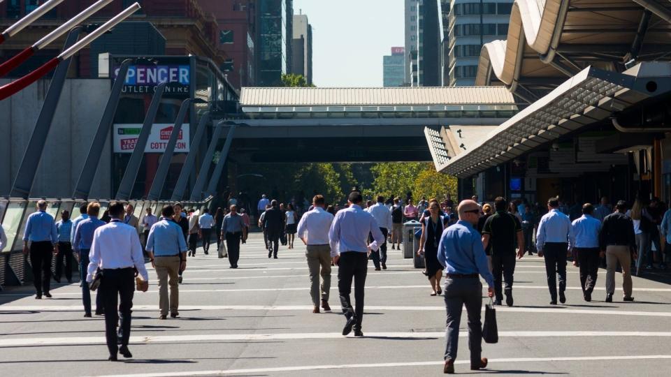 People commuting to work in Melbourne