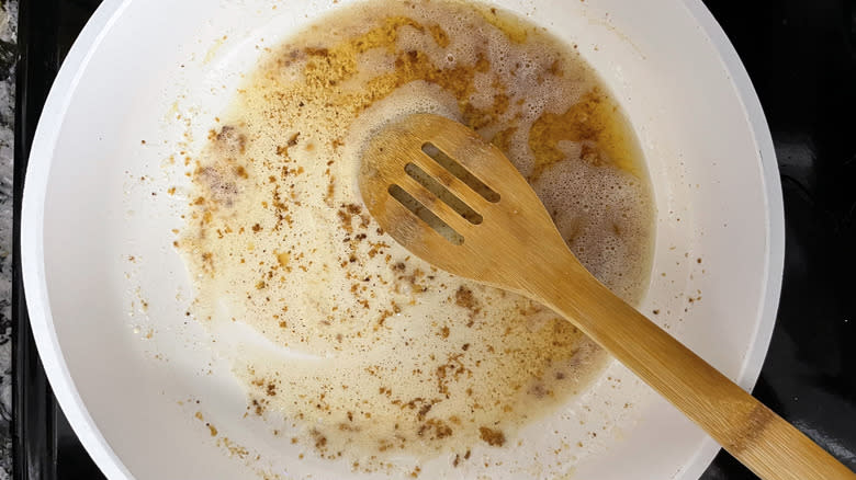 browned butter in pan