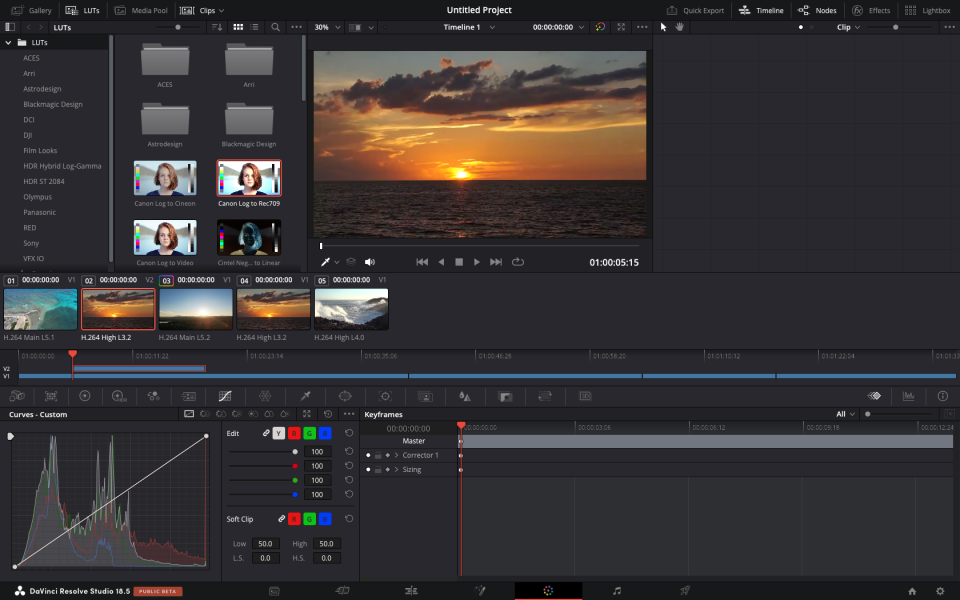 A screenshot from DaVinci Resolve Studio 18.5 on a computer screen