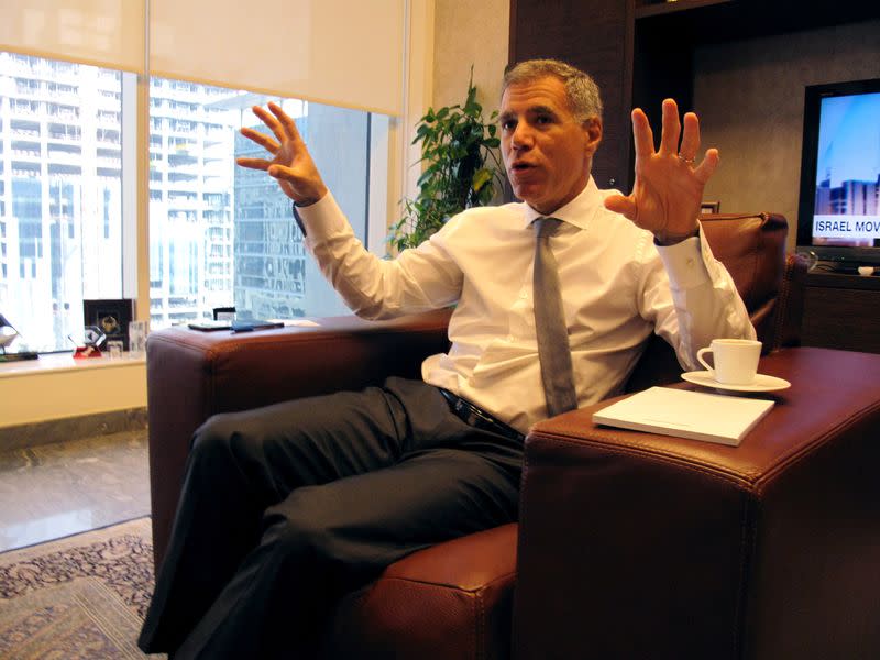 FILE PHOTO: Georges Elhedery, HSBC's CFO, gestures during an interview with Reuters in Dubai