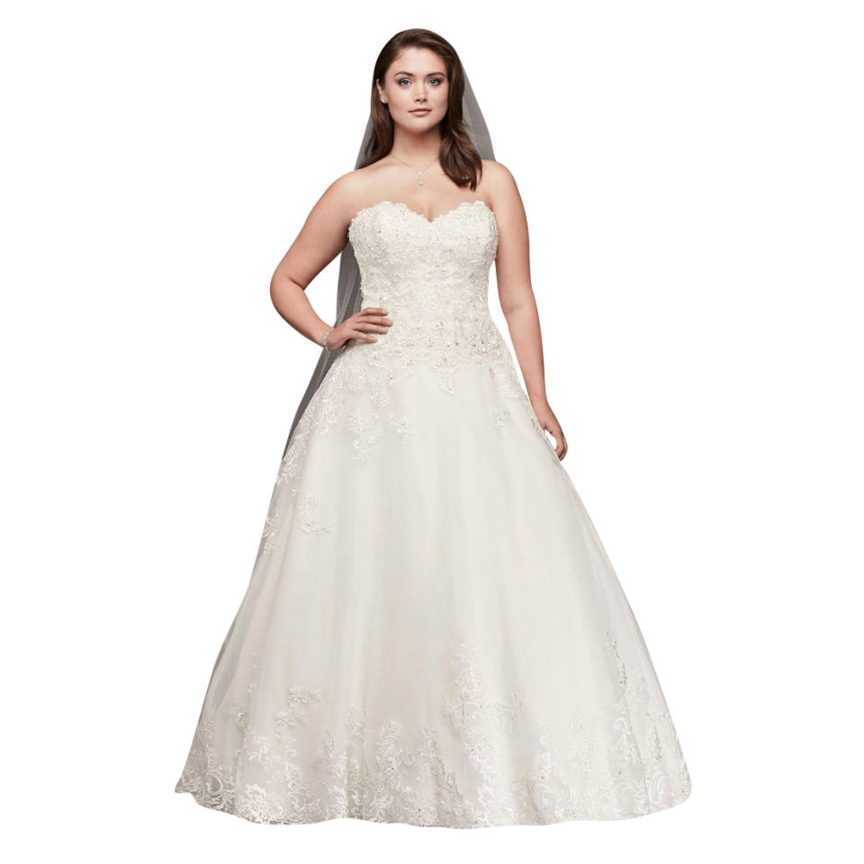 Beaded Lace and Tulle Plus Size Wedding Dress