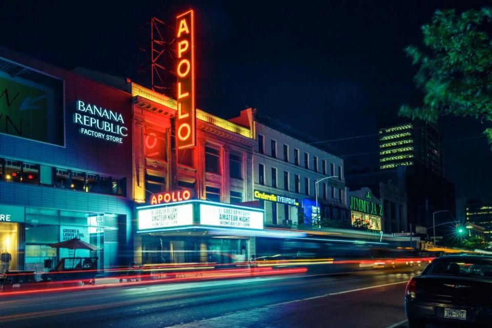 The Apollo Theatre at 125th Street in the Harlem neighbourhood of Manhattan.