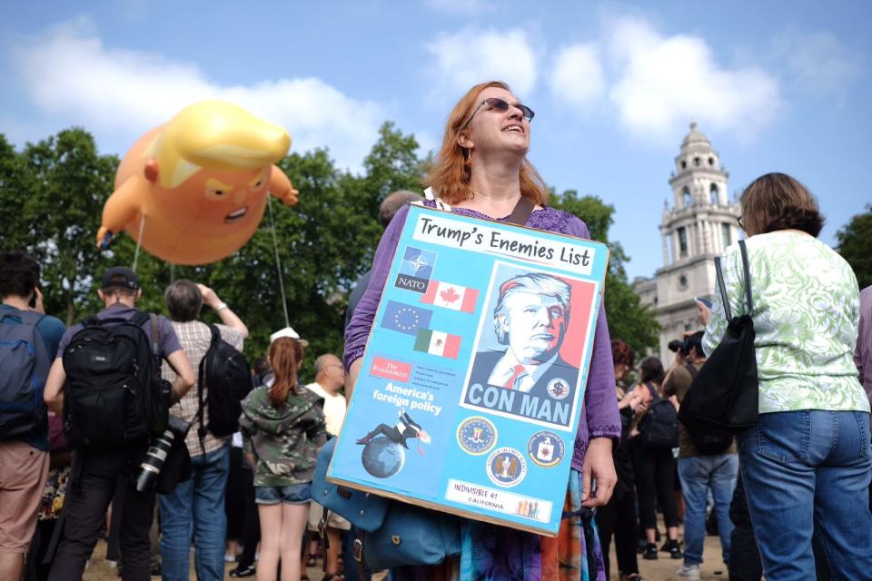 <p>Este viernes se realizan varias manifestaciones en diferentes partes del Reino Unido para protestar contra la visita de Donald Trump (FOTO: Ivan Gonzalez) </p>